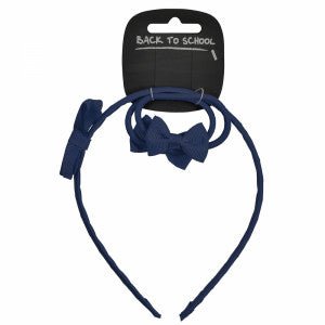 Bow Alice Hairband & 2 Elastics (Navy) - ACE Clothing