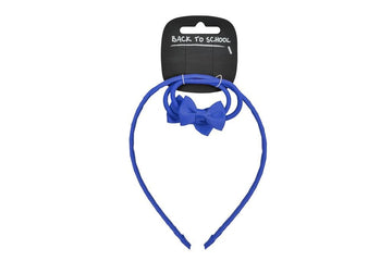 Bow Alice Hairband & 2 Elastics (Royal) - ACE Clothing