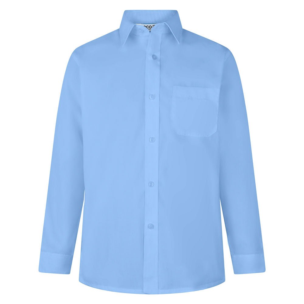 Boys Non Iron Regular Fit Long Sleeve Shirt Twin Pack (Blue) - ACE Clothing