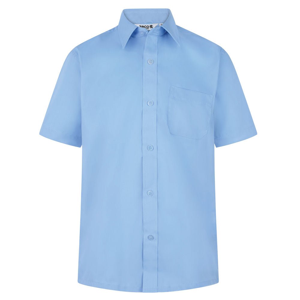 Boys Non Iron Regular Fit Short Sleeve Shirt Twin Pack (Blue) - ACE Clothing