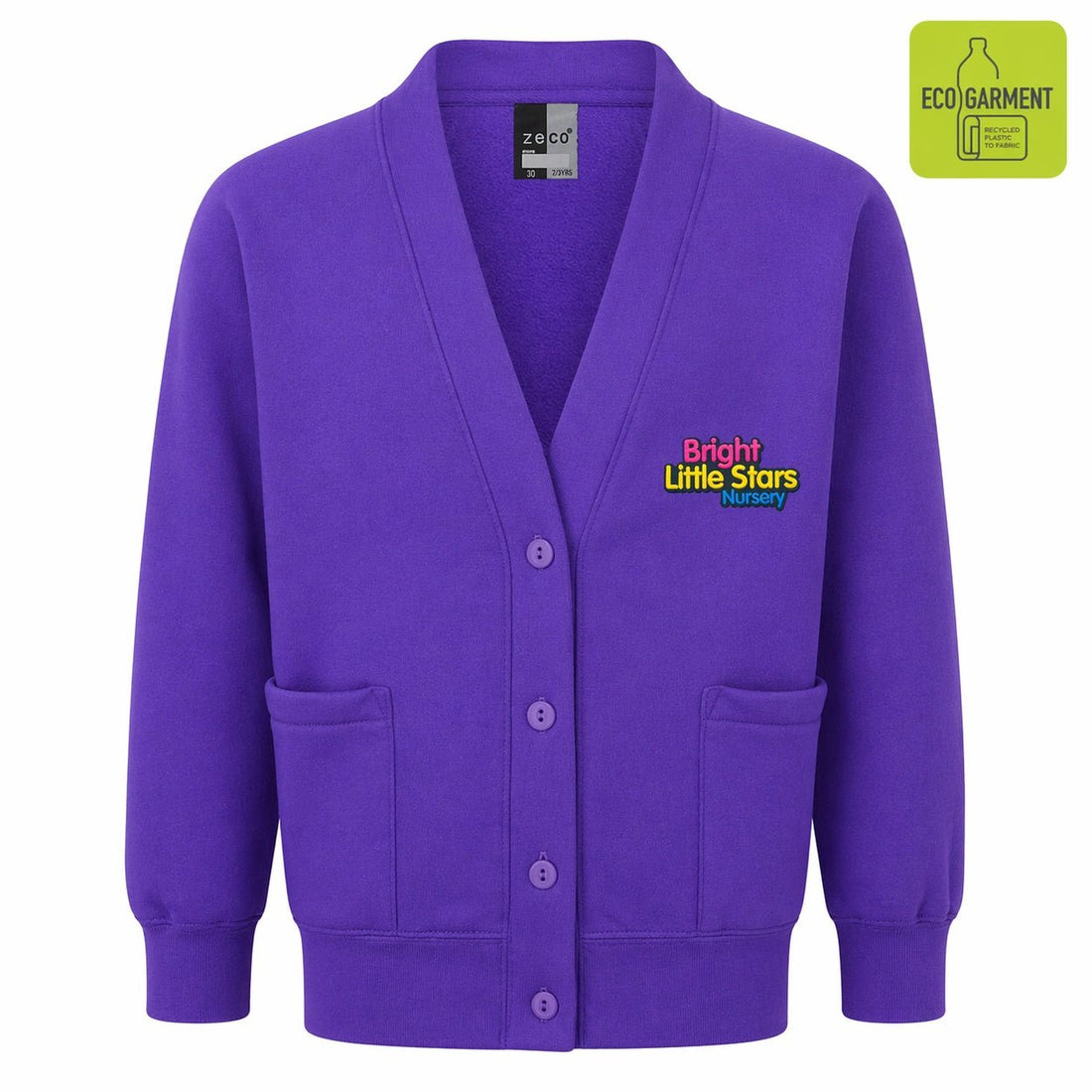 Bright Little Stars COMPULSORY Sweatshirt Cardigan with Logo Option 2 - Purple - ACE Clothing