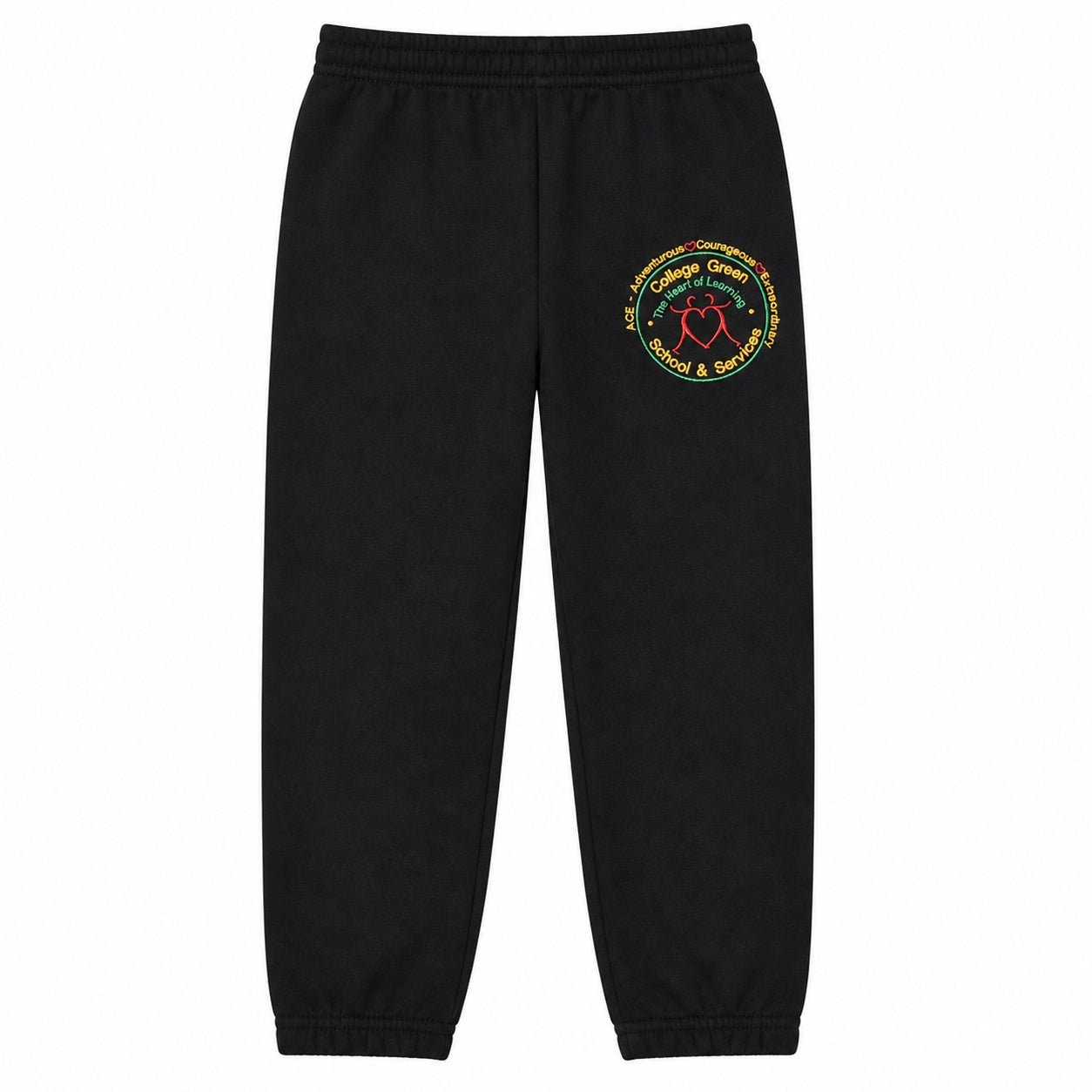 College Green Jogging Bottoms (Black) - ACE Clothing