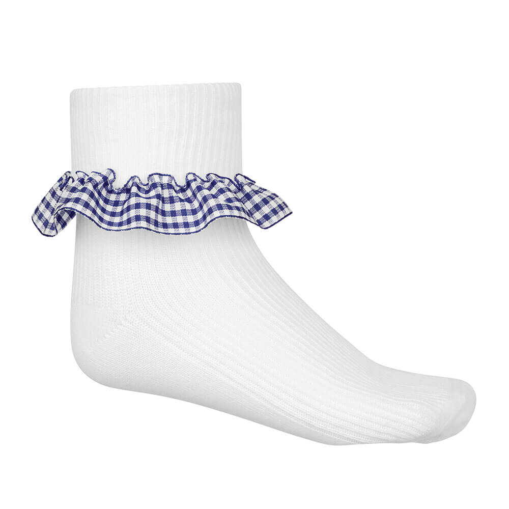 Gingham Ankle Socks - Pack of 3 - Navy - ACE Clothing