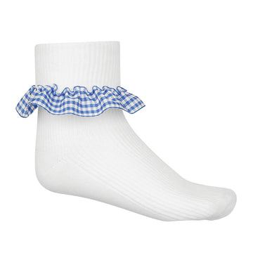 Gingham Ankle Socks - Pack of 3 - Sky - ACE Clothing