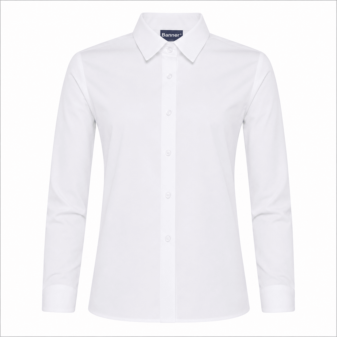 Girls Non Iron Regular Fit Long Sleeve Blouses Twin Pack (White) - ACE Clothing