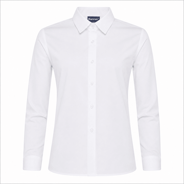 Girls Non Iron Regular Fit Long Sleeve Blouses Twin Pack (White) - ACE Clothing