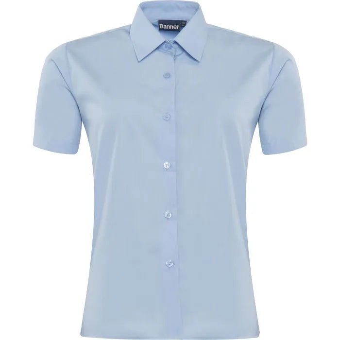 Girls Non Iron Regular Fit Short Sleeve Blouses Twin Pack (Blue) - ACE Clothing