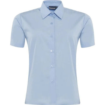 Girls Non Iron Regular Fit Short Sleeve Blouses Twin Pack (Blue) - ACE Clothing