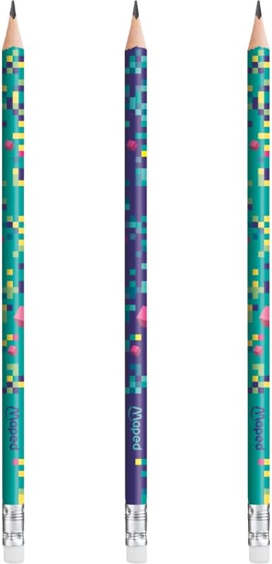 Helix Pixel Party HB 2 Pencils with Eraser Tip - Pack of 6 - ACE Clothing