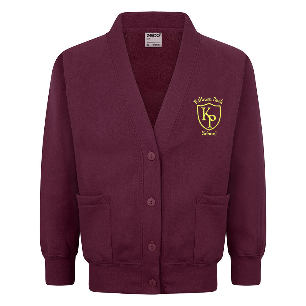 Kilburn Park Sweatshirt Cardigan - Dark Maroon - ACE Clothing