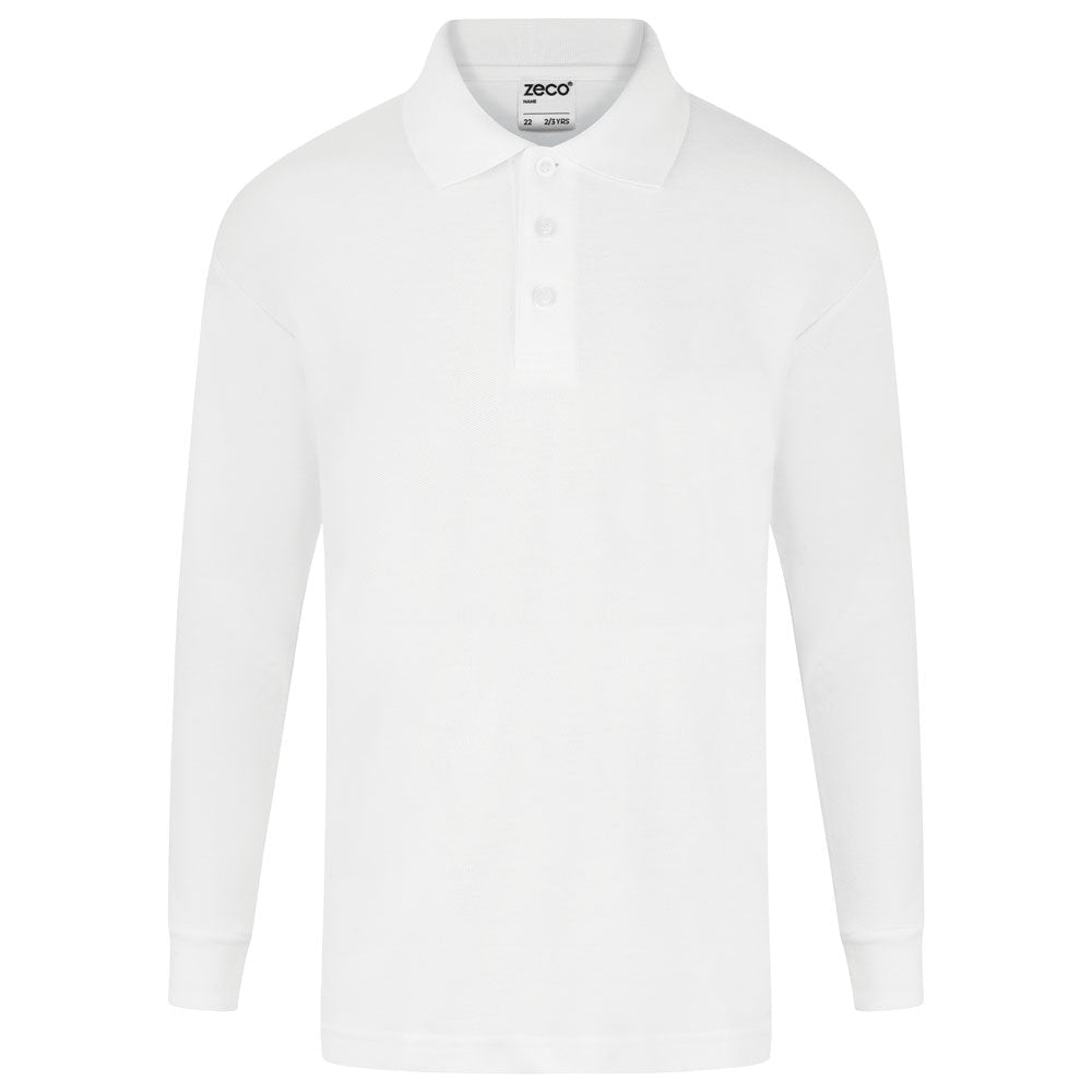 Long Sleeve Polo Shirt White - Pack of 2 - ACE Clothing