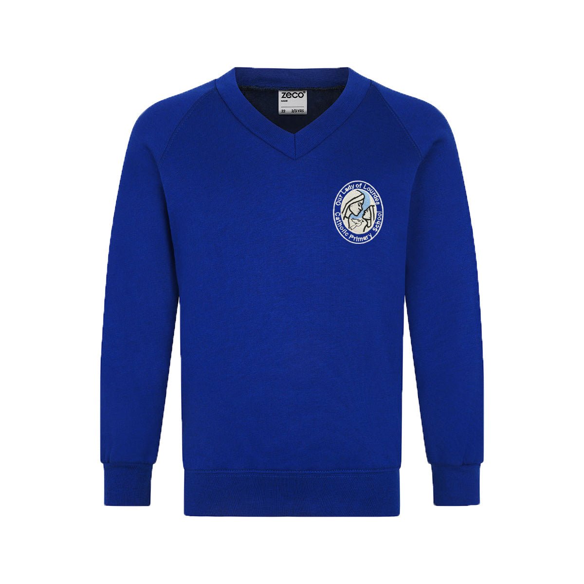 Our Lady Of Lourdes V-Neck Sweatshirt for Nursery and Reception - Royal - ACE Clothing