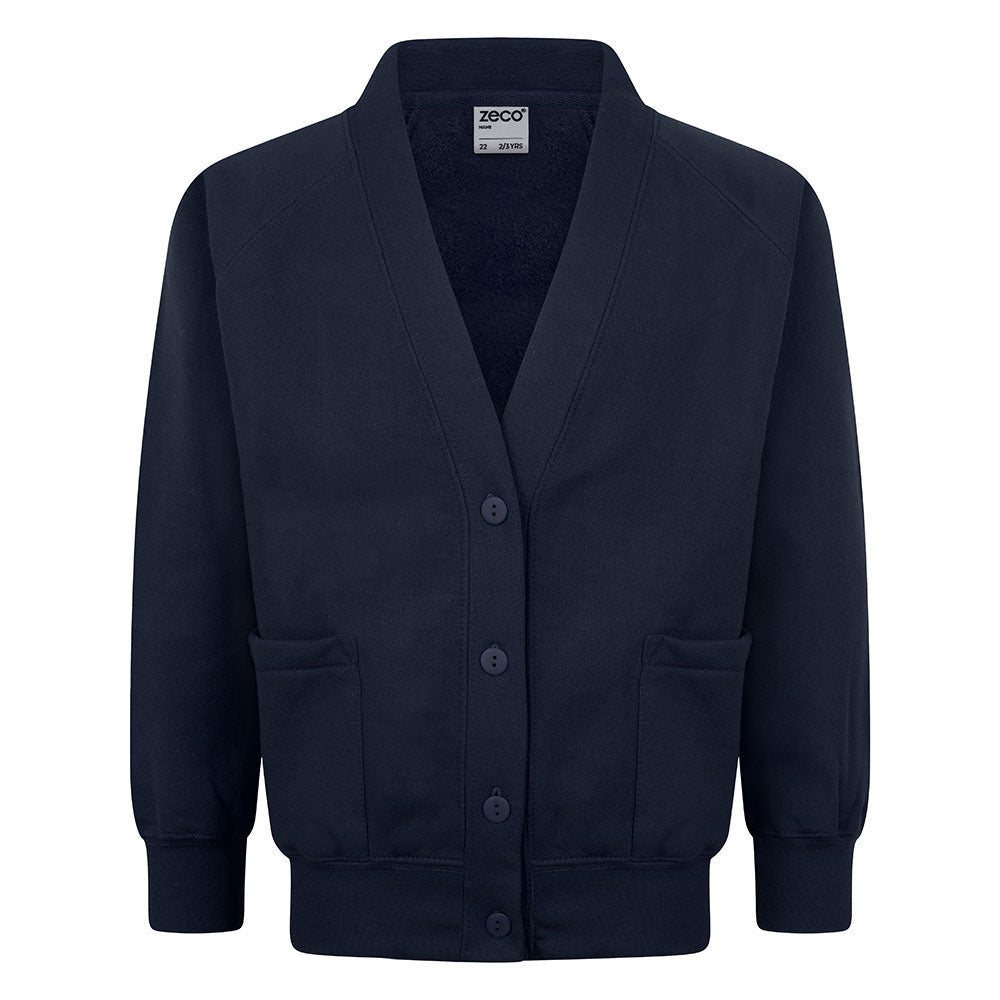 Plain Sweatshirt Cardigan- Navy - ACE Clothing