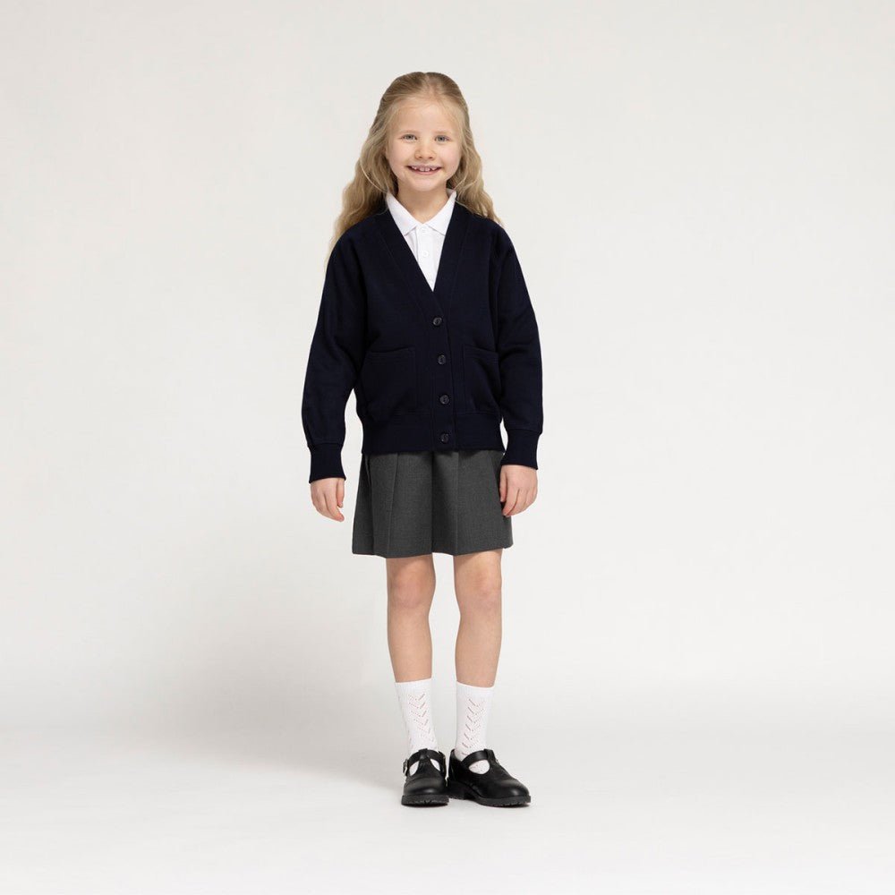 Plain Sweatshirt Cardigan- Navy - ACE Clothing