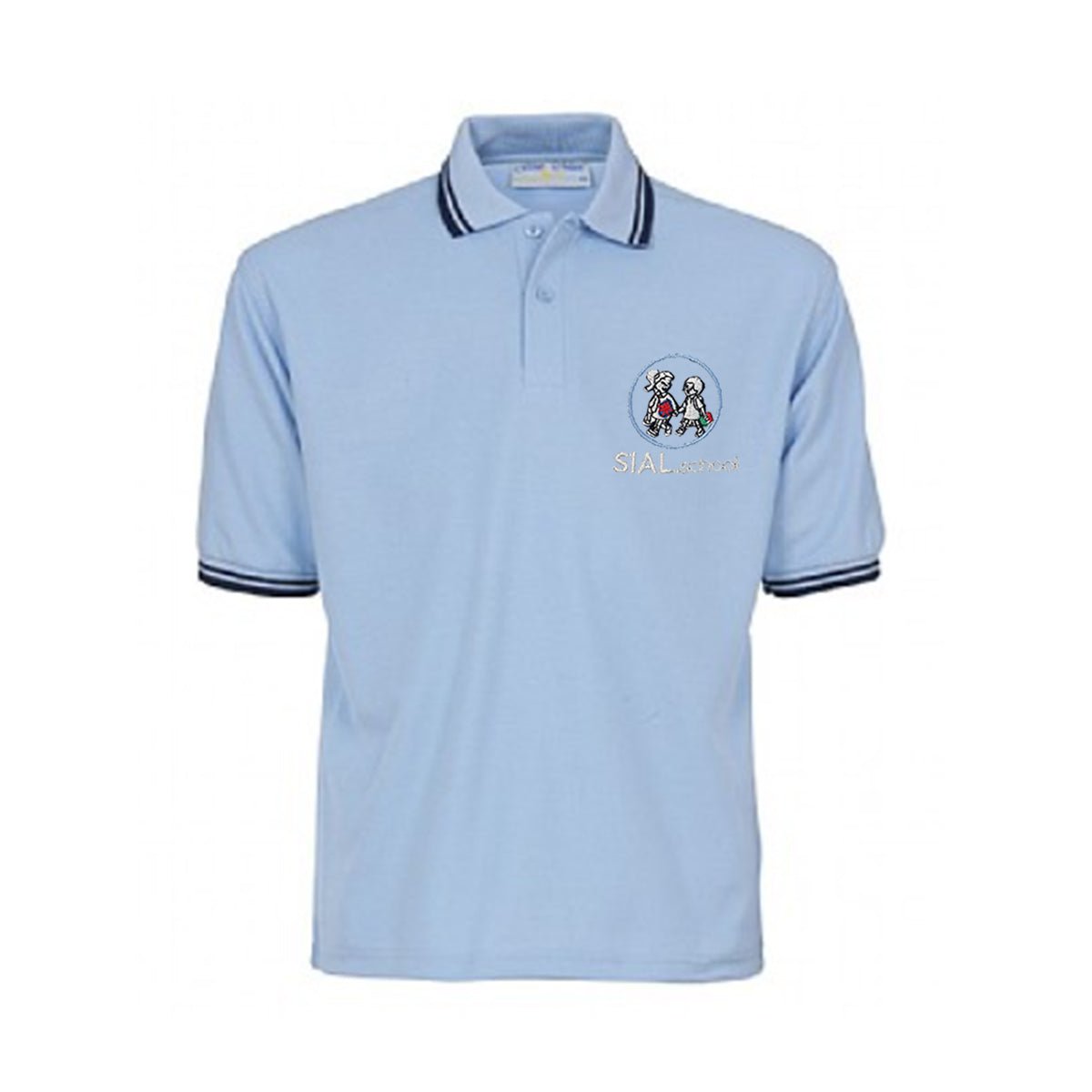 SIAL.school Polo (Sky/Navy tip) Nursery / Reception & PE - ACE Clothing