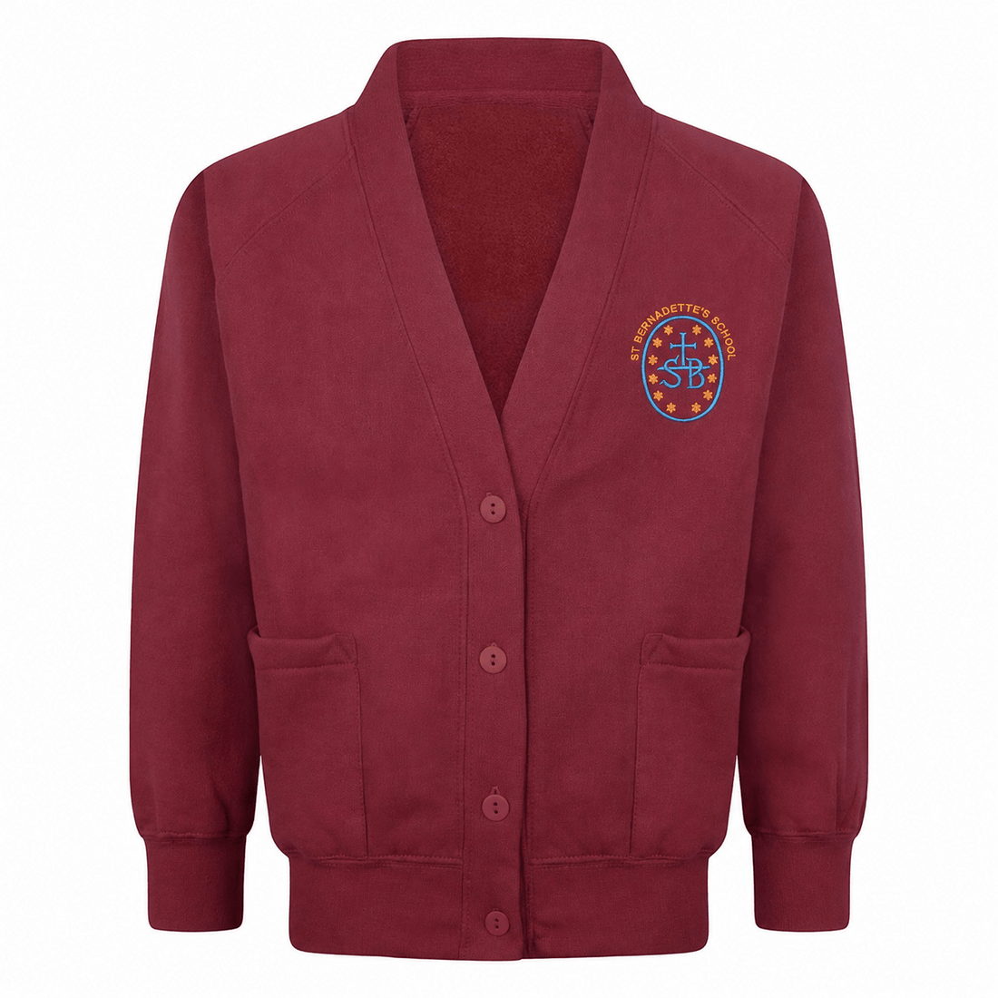 St Bernadette's Girls Sweatshirt Cardigan - Light Maroon - ACE Clothing
