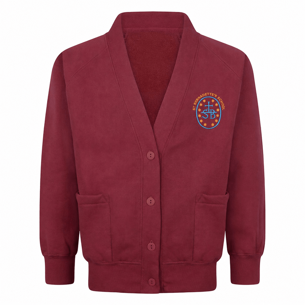 St Bernadette's Girls Sweatshirt Cardigan - Light Maroon - ACE Clothing