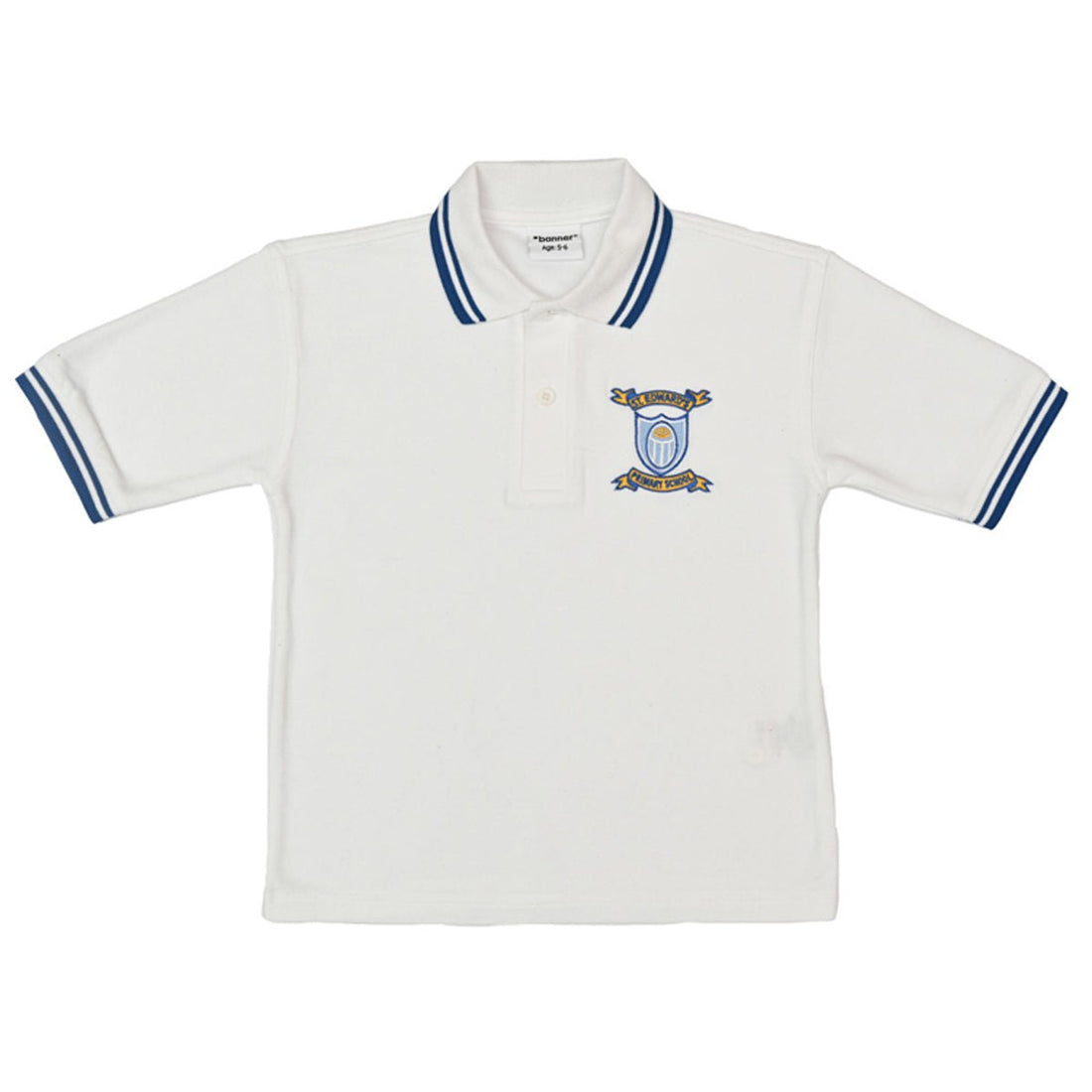 St Edward's Polo Shirt (White/Blue) for PE, Nursery & Reception - ACE Clothing