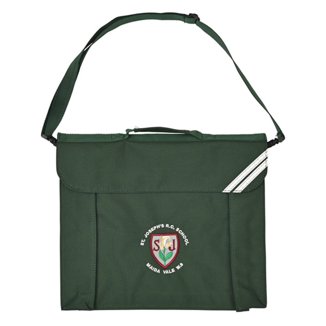 St Joseph's (Maida Vale) Infants Bookbag with strap - Bottle Green - Option 1 - ACE Clothing