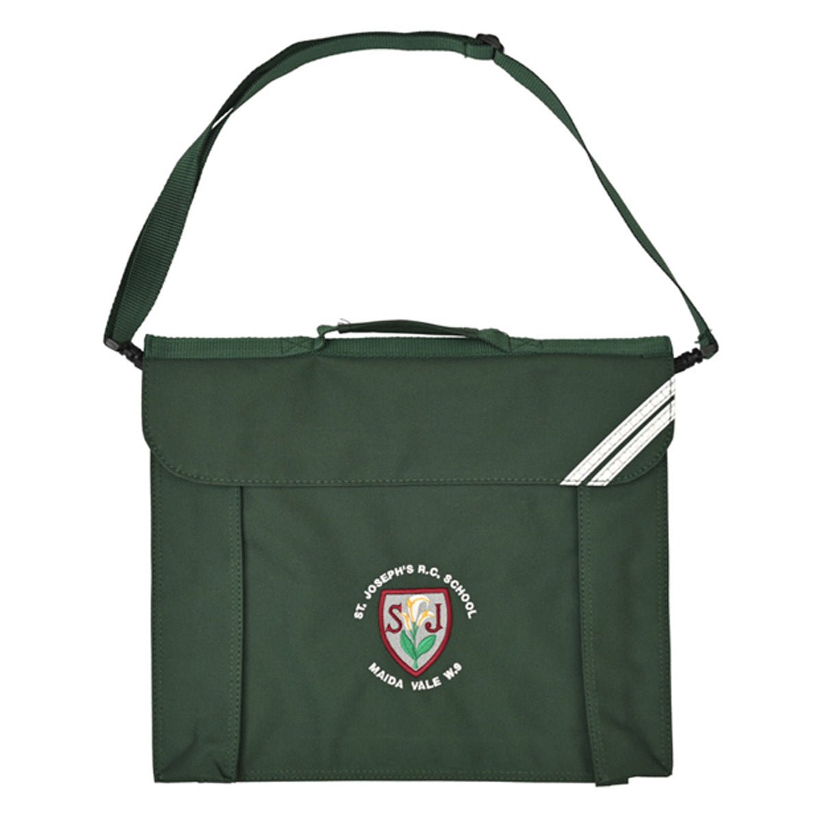 St Joseph's (Maida Vale) Infants Bookbag with strap - Bottle Green - Option 1 - ACE Clothing