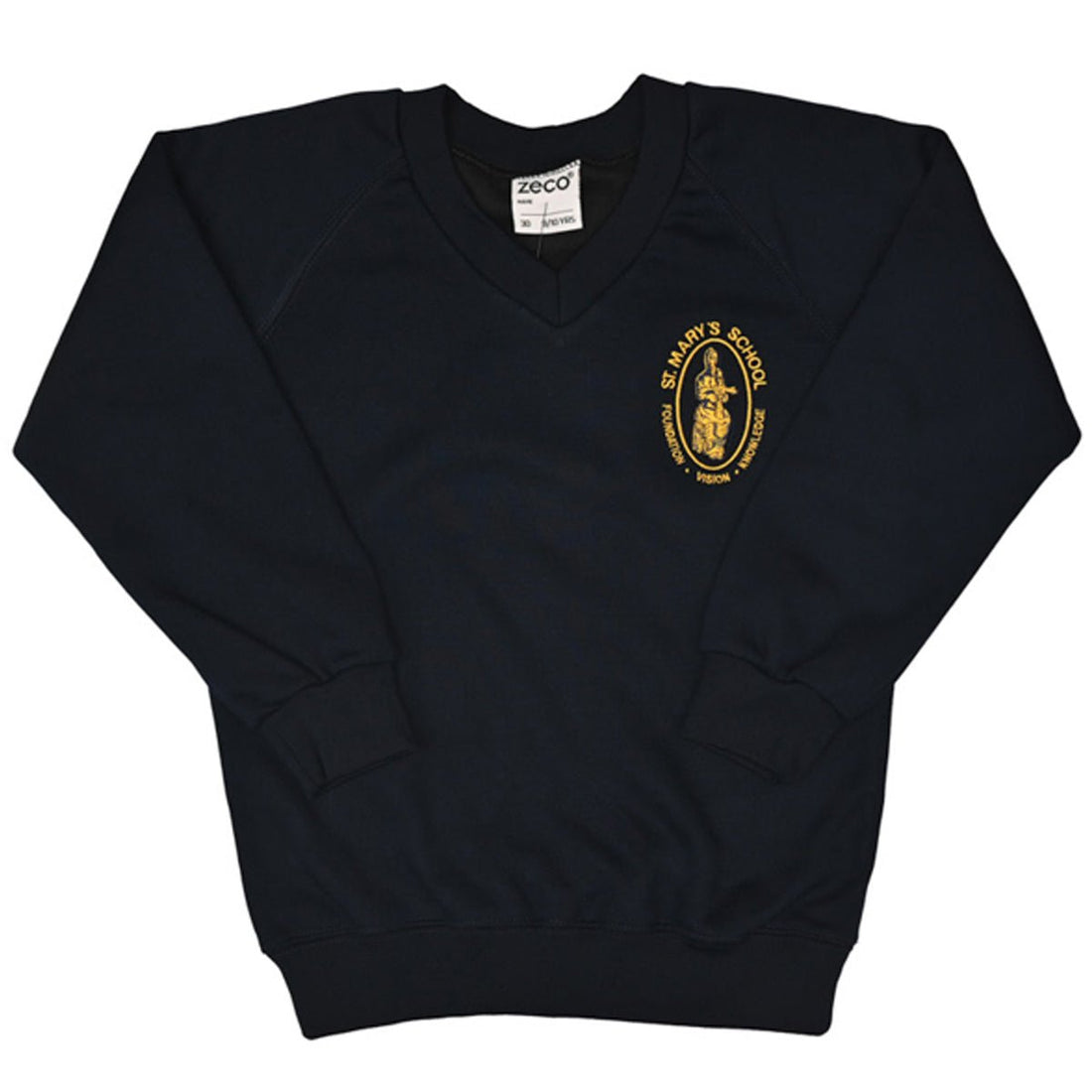 St Mary's C of E (Willesden) V-Neck Sweatshirt - Navy - ACE Clothing