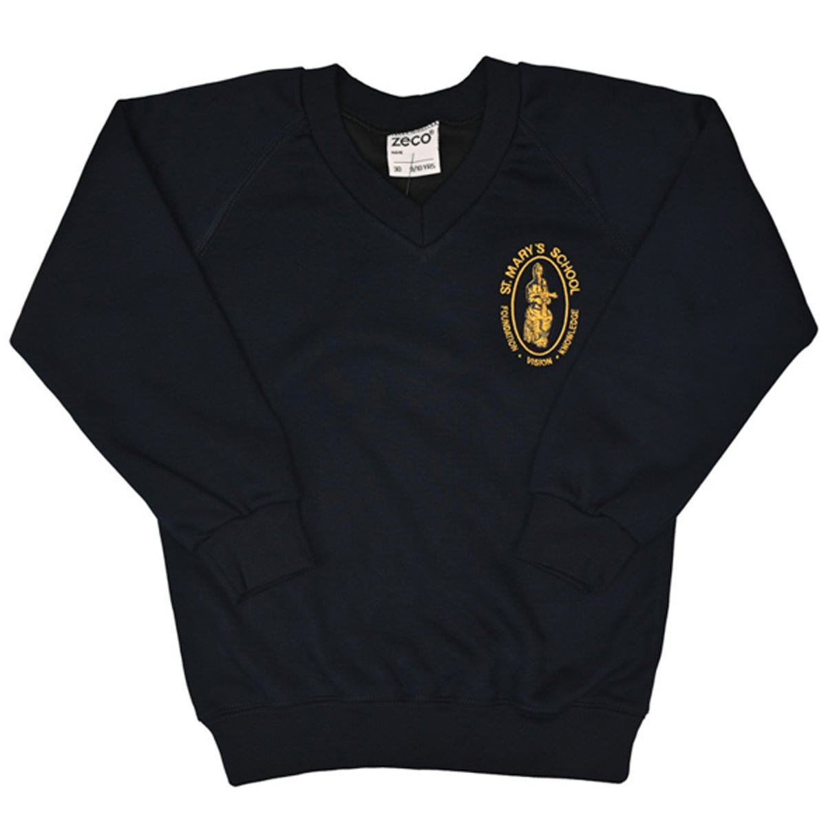 St Mary's C of E (Willesden) V-Neck Sweatshirt - Navy - ACE Clothing