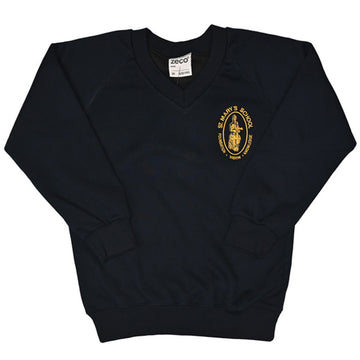 St Mary's C of E (Willesden) V-Neck Sweatshirt - Navy - ACE Clothing