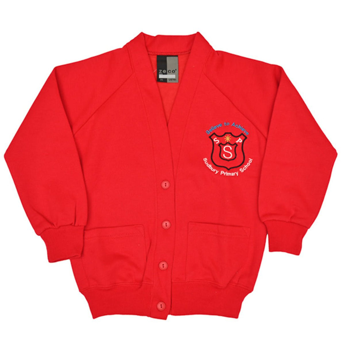 Sudbury Girls Sweatshirt Cardigan - Red - ACE Clothing