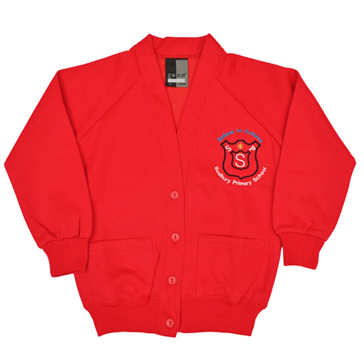 Sudbury Girls Sweatshirt Cardigan - Red - ACE Clothing