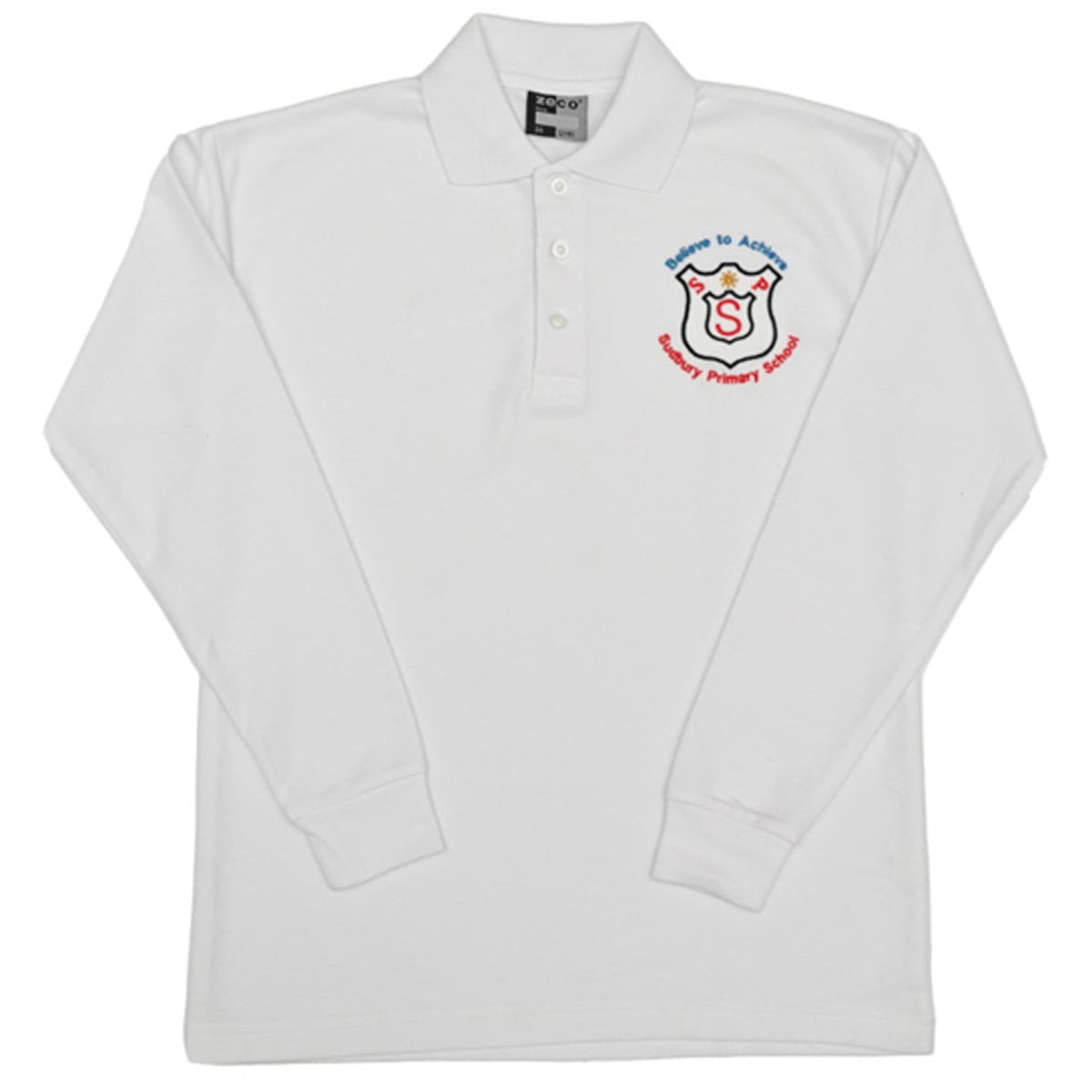 Sudbury Long Sleeve polo shirt (White) ZECO - ACE Clothing