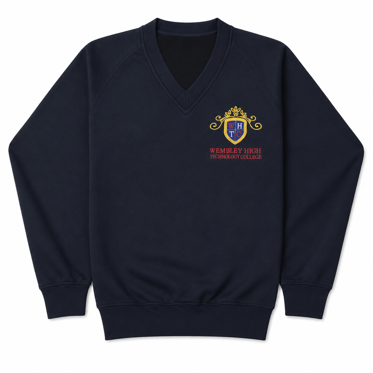 Wembley High V-Neck Sweatshirt - Navy Blue (Premium Brand) - ACE Clothing