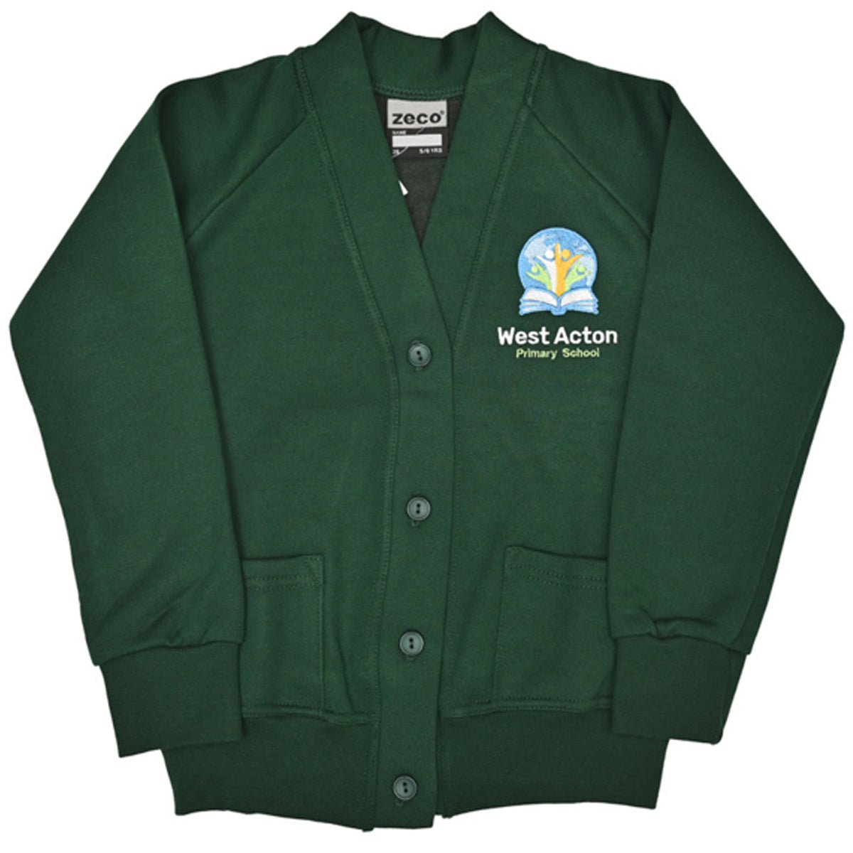 West Acton Sweatshirt Cardigan - Bottle Green - Premium (Z) - ACE Clothing