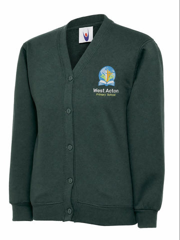 West Acton Sweatshirt Cardigan - Bottle Green (Unk) - ACE Clothing