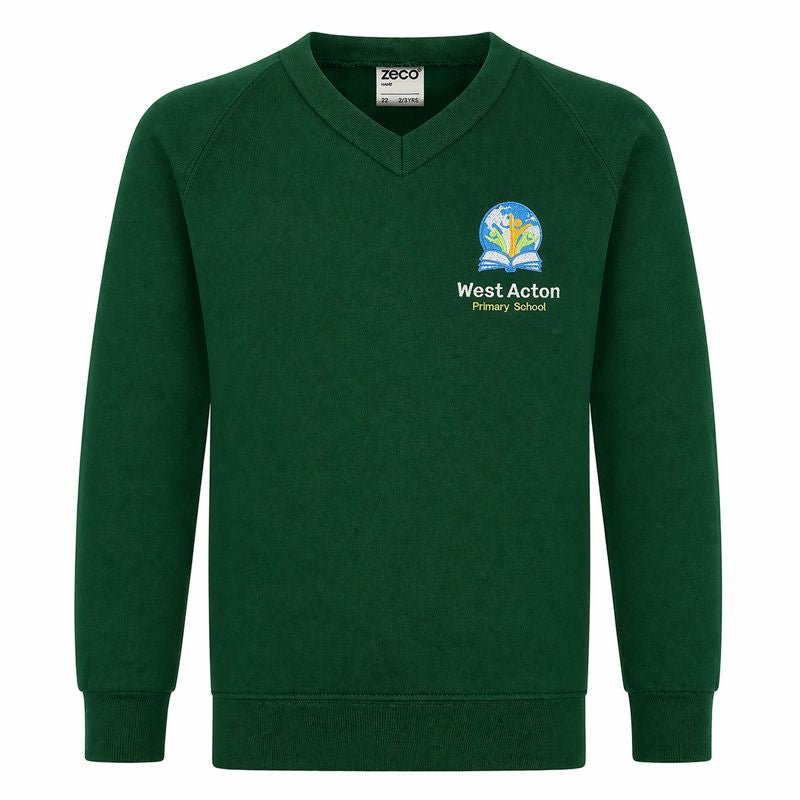 West Acton V-Neck Sweatshirt - Bottle Green - Premium (Z) - ACE Clothing
