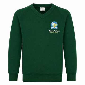 West Acton V-Neck Sweatshirt - Bottle Green - Premium (Z) - ACE Clothing