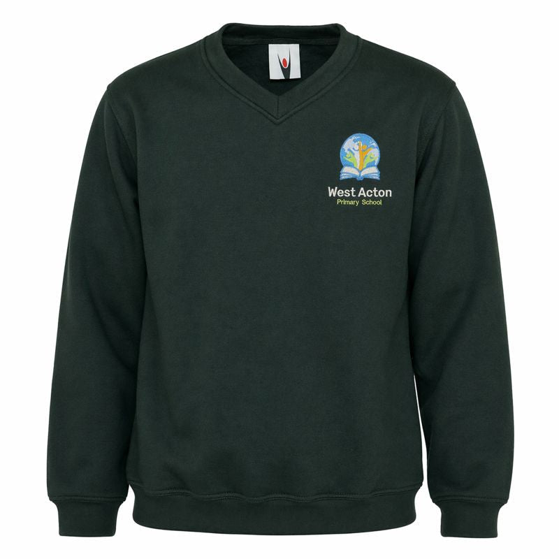 West Acton V-Neck Sweatshirt - Bottle Green (Unk) - ACE Clothing