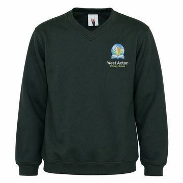 West Acton V-Neck Sweatshirt - Bottle Green (Unk) - ACE Clothing