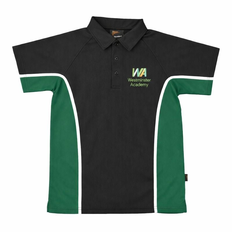 Westminster Academy PE Polo Shirt -Black/Emerald - ACE Clothing