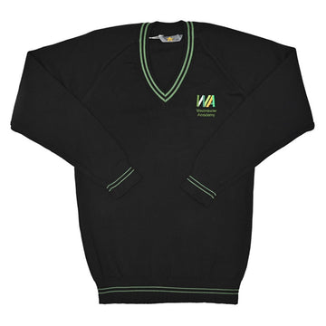 Westminster Academy V-Neck Jumper (Black/Green) - Optional - ACE Clothing