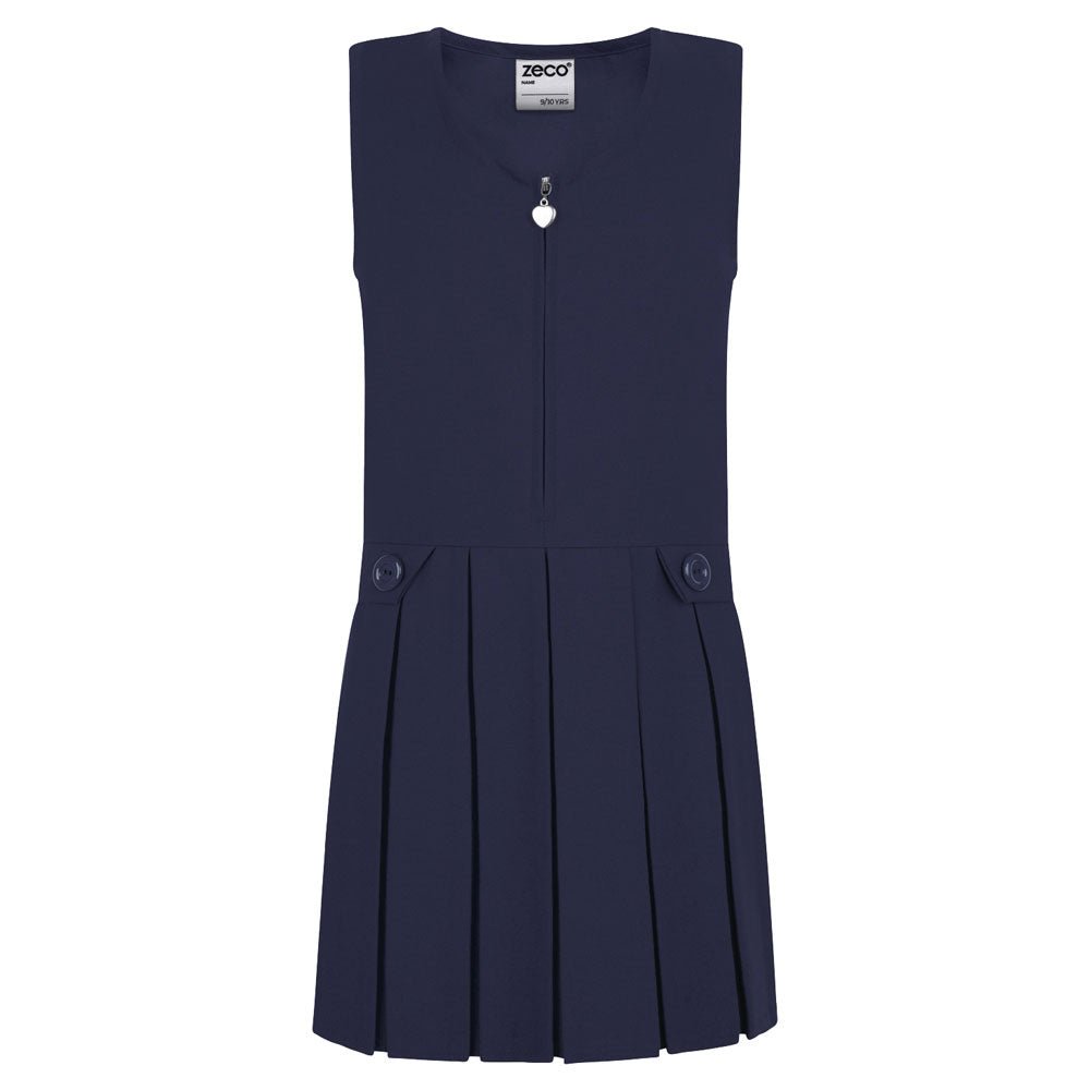 Zip Front Pinafore - Navy - ACE Clothing