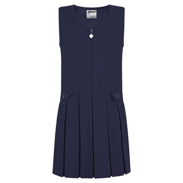 Zip Front Pinafore - Navy - ACE Clothing
